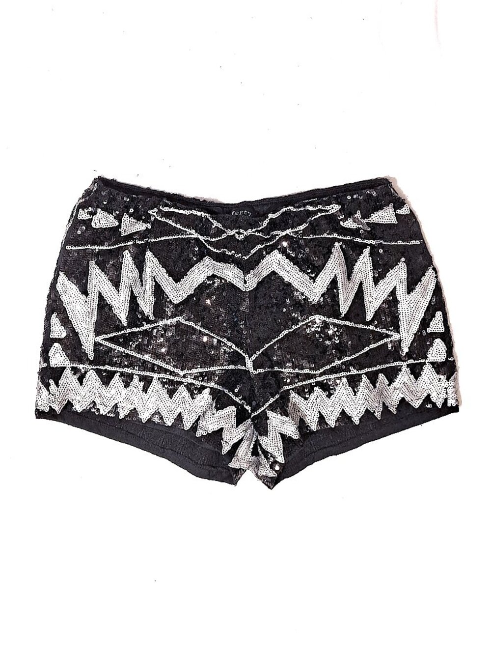 Verty Black Sequin Party Shorts – Fully Lined for Comfort - Size Medium